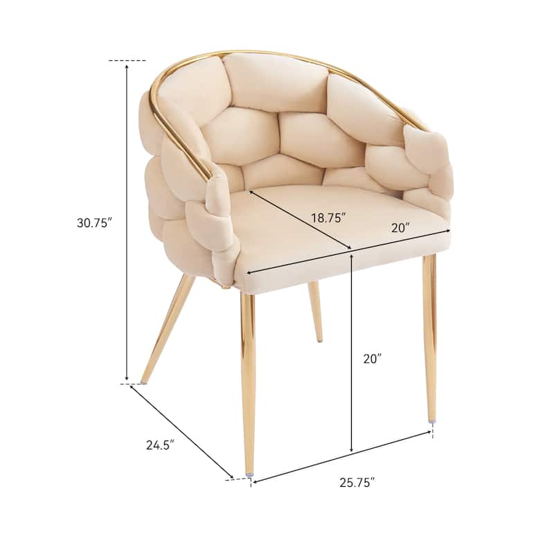 29.5" Velvet Arm Chairs with Gold Legs (Set of 2)