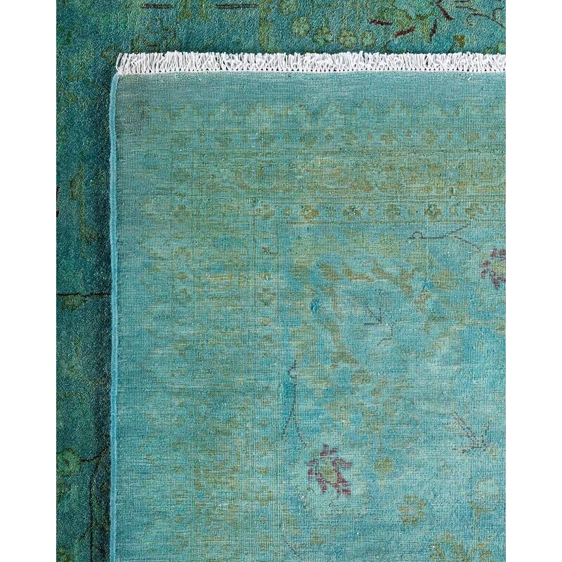 Overdyed, One-of-a-Kind Hand-Knotted Area Rug - Green - 10' 3" x 20' 4"