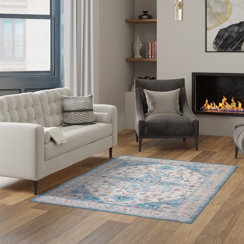 Licensed HGTV Everyday Chic Soft Flannel Zero Pile Printed Non-Slip Washable Indoor Area Rug