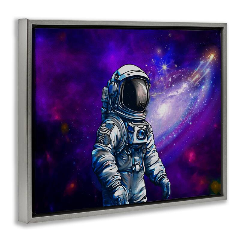 Stupell Astronaut with Swirling Galaxy Framed Floater Canvas Wall Art Design By Jesse Keith