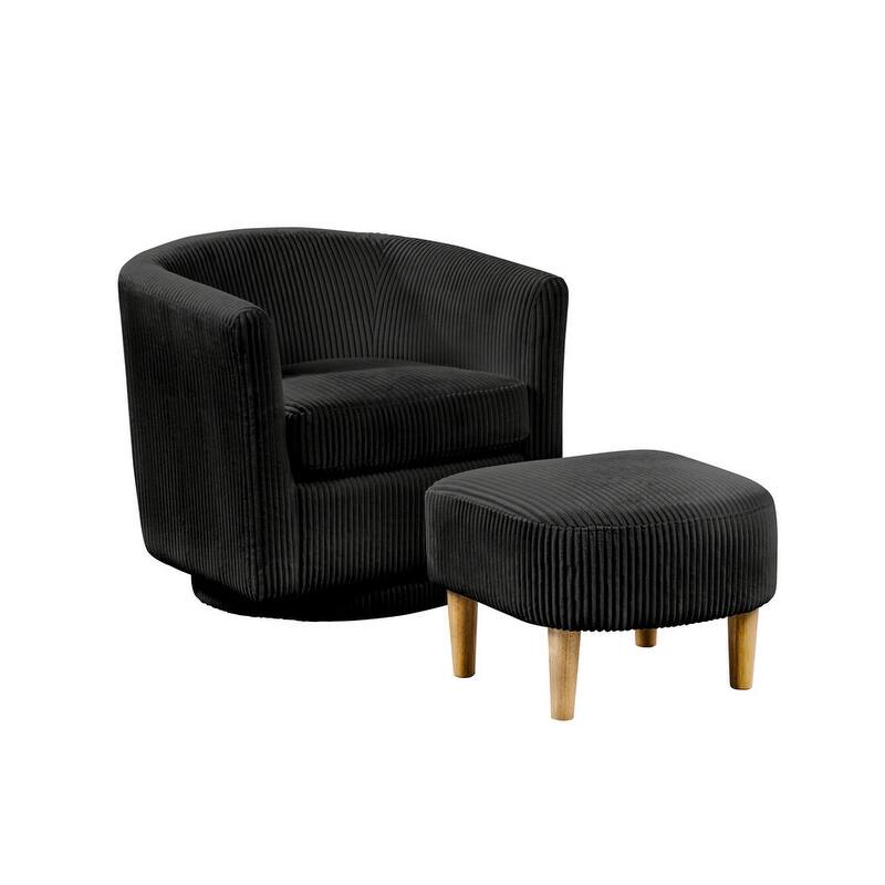 Best Quality Furniture Velvet Stripe Design Chair With Ottoman (Set of 2)