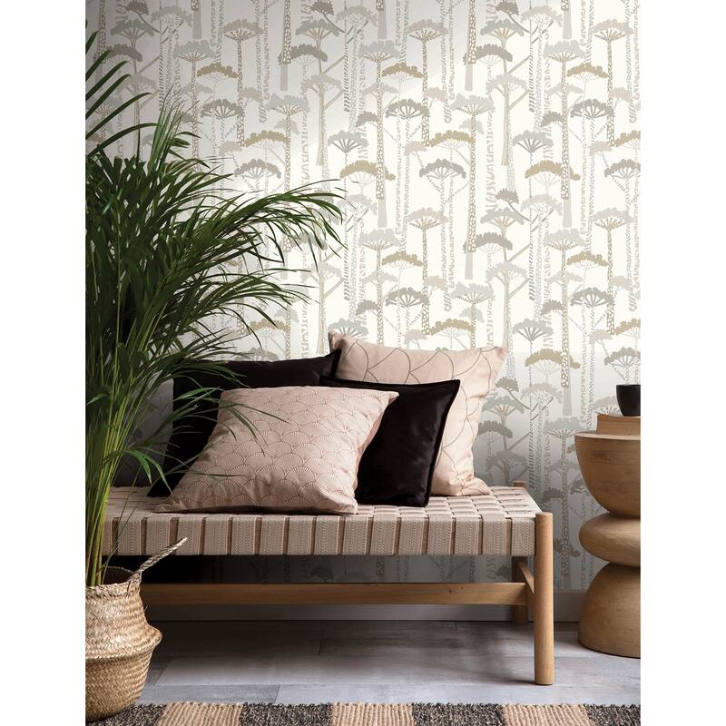 A-Street Prints Unify Metallic Forest Wallpaper