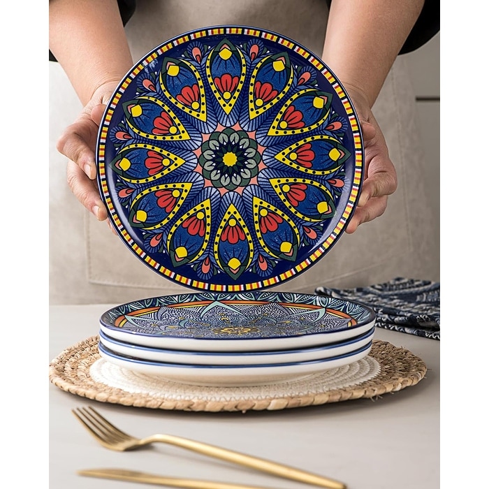 Ceramic Dinner Plates 11 Inch Set of 4 Multi