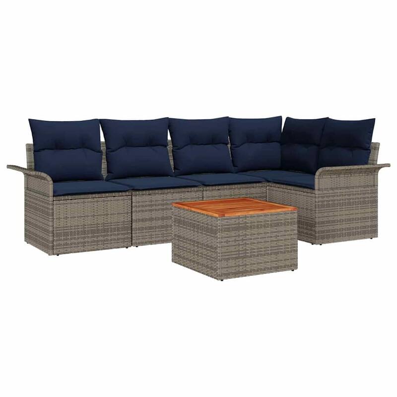 vidaXL 6 Piece Garden Sofa Set with Cushions - 95.9×52.2×27.2