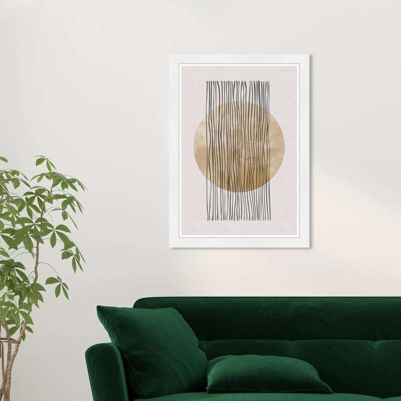 Wynwood Studio Prints Abstract The Sun and The Shade Gold and Mid-Century Modern Wall Art Canvas Print - White