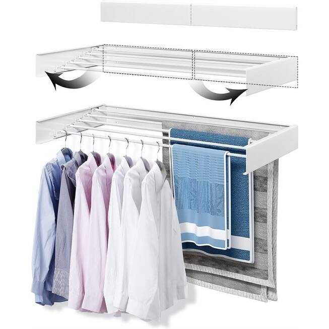 Wall Mounted Drying Rack - 31.5", 5 Aluminum Poles
