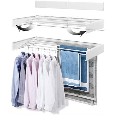 Wall Mounted Drying Rack - 31.5", 5 Aluminum Poles