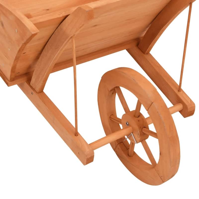 vidaXL Wheelbarrow Planter Natural Wood Solid Fir Wood Large Portable - 17.9 x 50.4 x 16.9