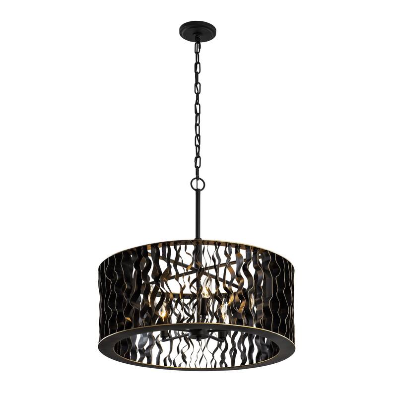 Varaluz Estela 5-Light Pendant - Matte Black/French Gold