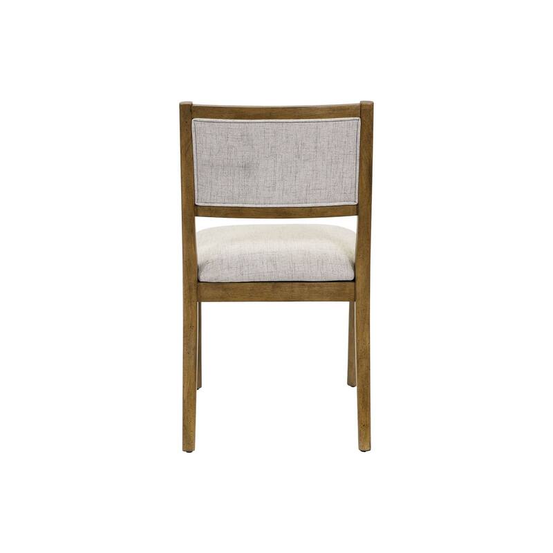 Two Wood Modern Upholstered Back Chairs, Dining Seats, Brown