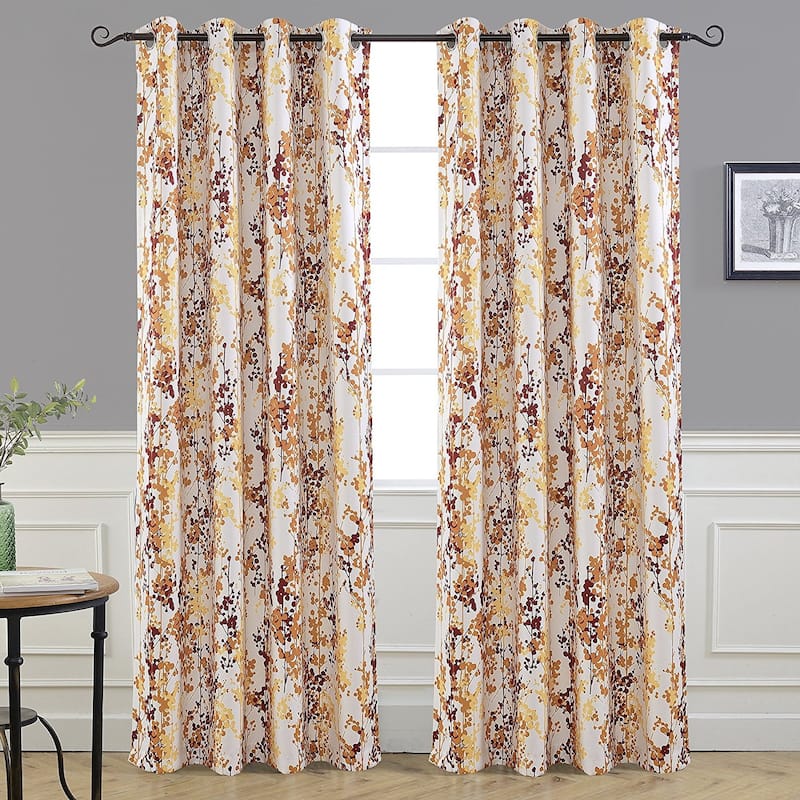 DriftAway Leah Darkening Grommet Window Curtain Panel - 52" width x 84 " length - red/gray