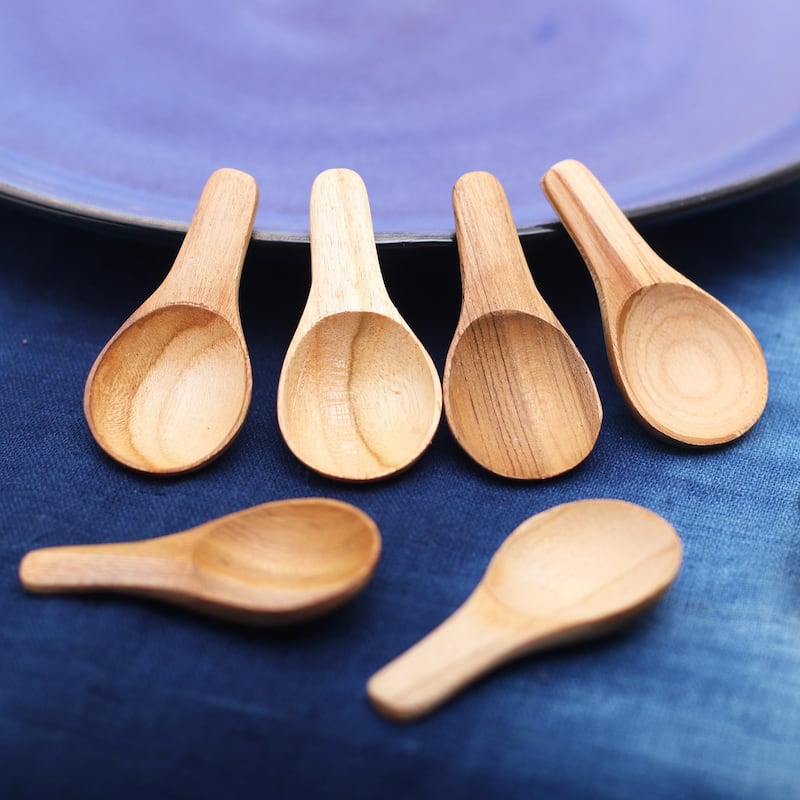 Novica Handmade Healthy Meal Teak Wood Scoops (Set Of 6)