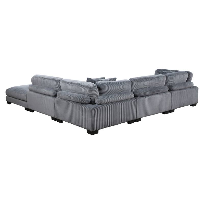 Braidy Corduroy 5-Piece Modular Sectional with Ottoman