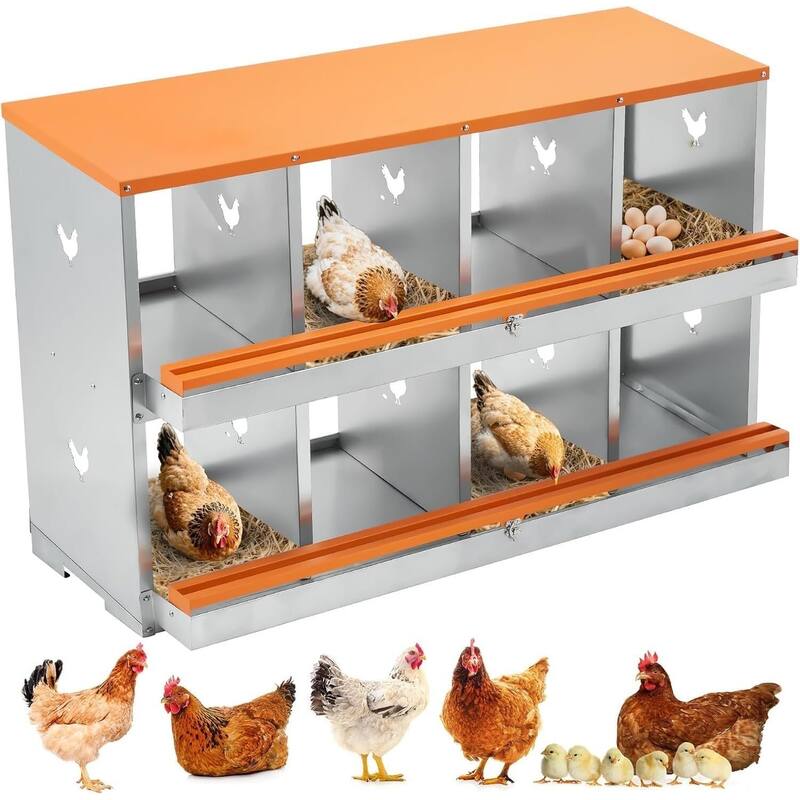 8 Compartment Nesting Box, Chicken Laying Box, Easy to Clean and Install - Red