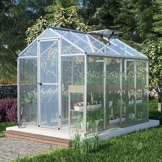 Aoodor 6' x 8' Walk-in Greenhouse Polycarbonate Panel  Hobby Greenhouses