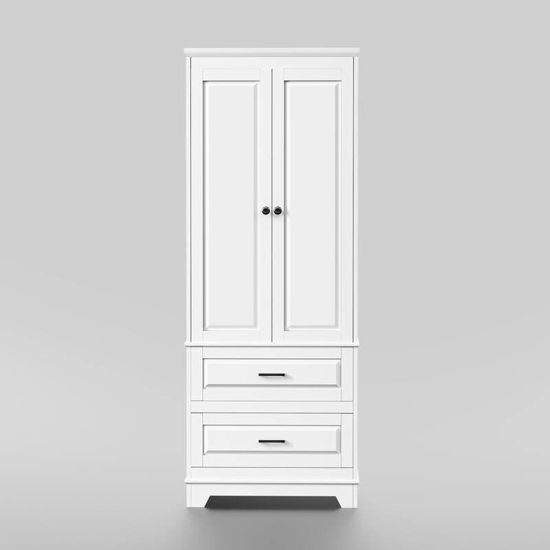 2Drawer and 2Door White Floor Standing Tall Storage Bed