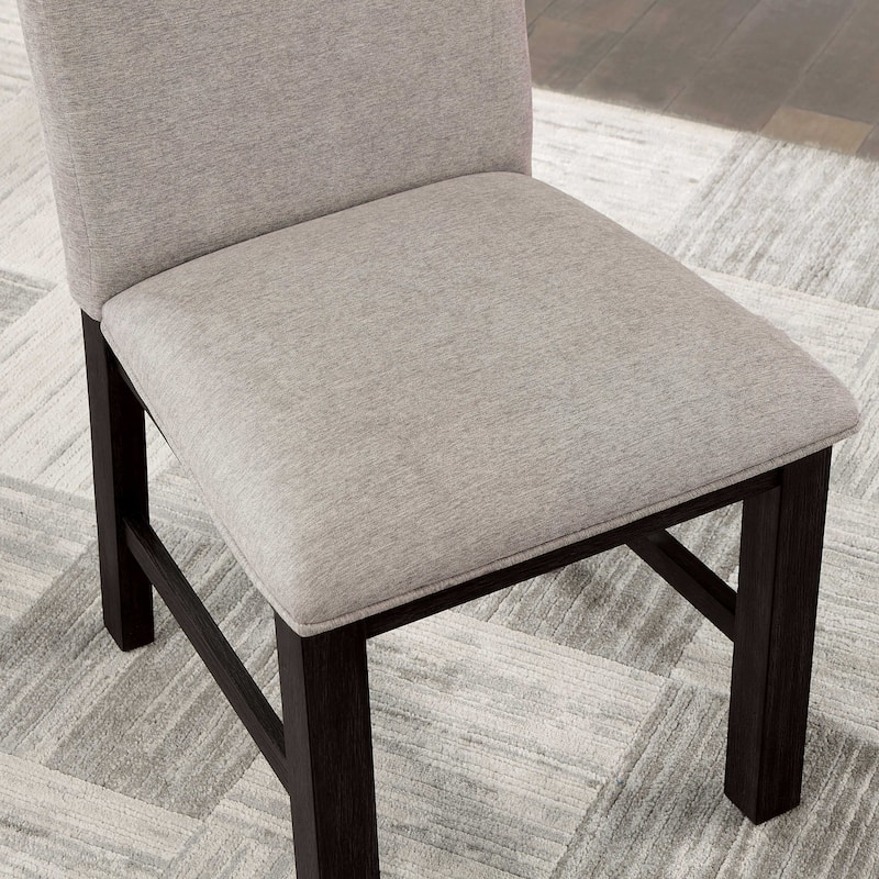 Furniture of America Plax Transitional Antique Black and Grey Wood 7-Piece Dining Table Set