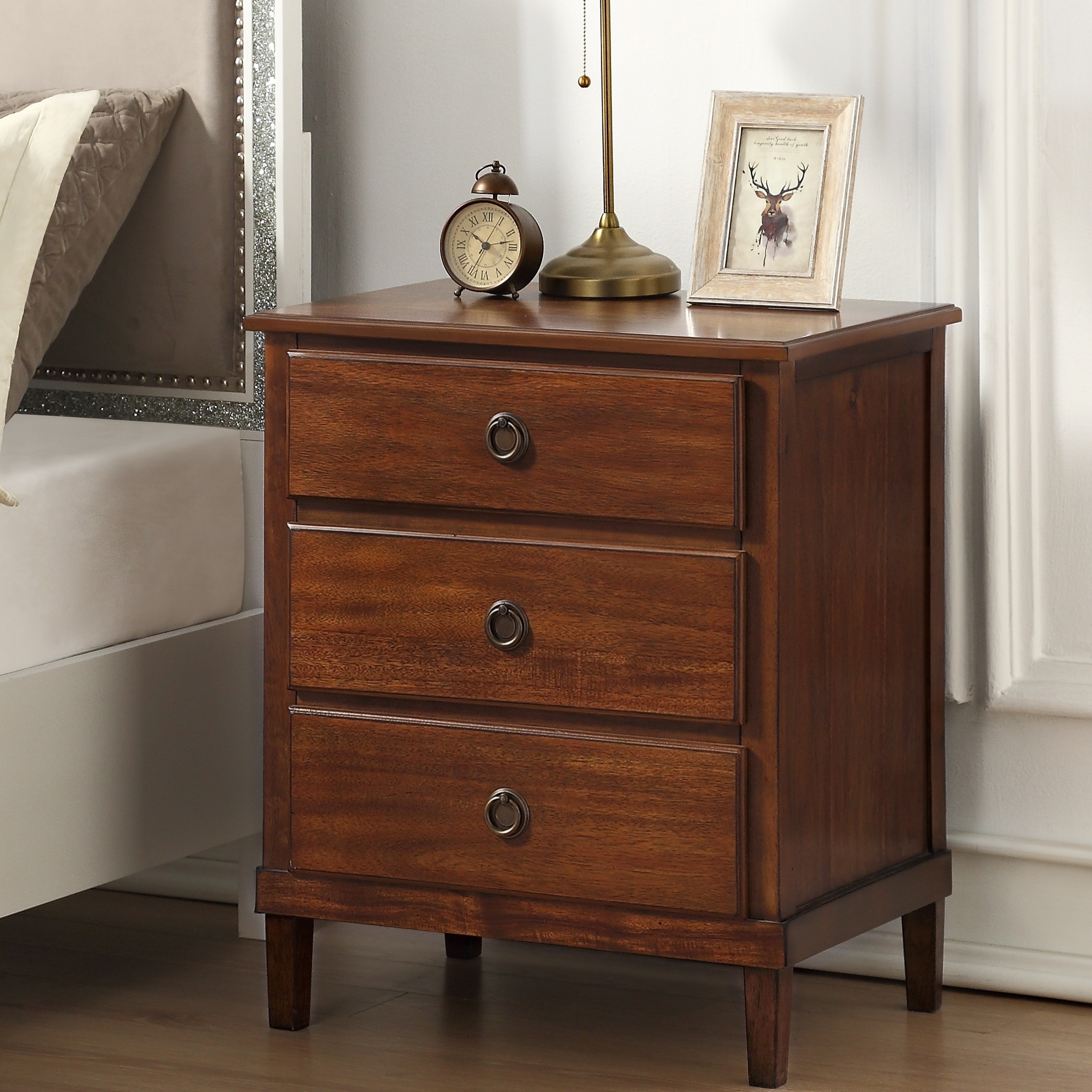 Canfield Brown 3-drawer Storage Nightstand