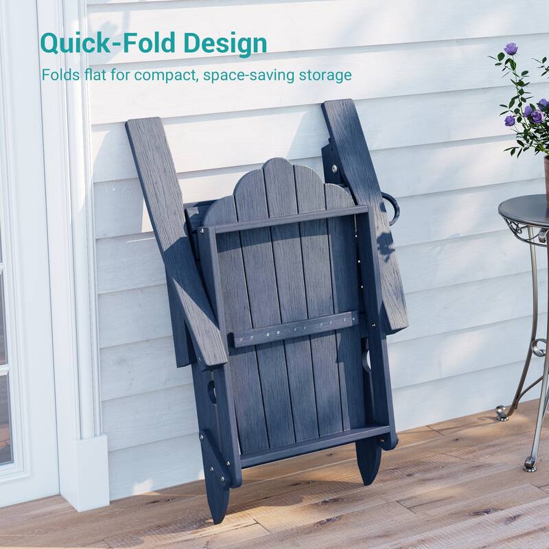 Folding HDPE Adirondack Chair with 3-Position Adjustable & Ottoman