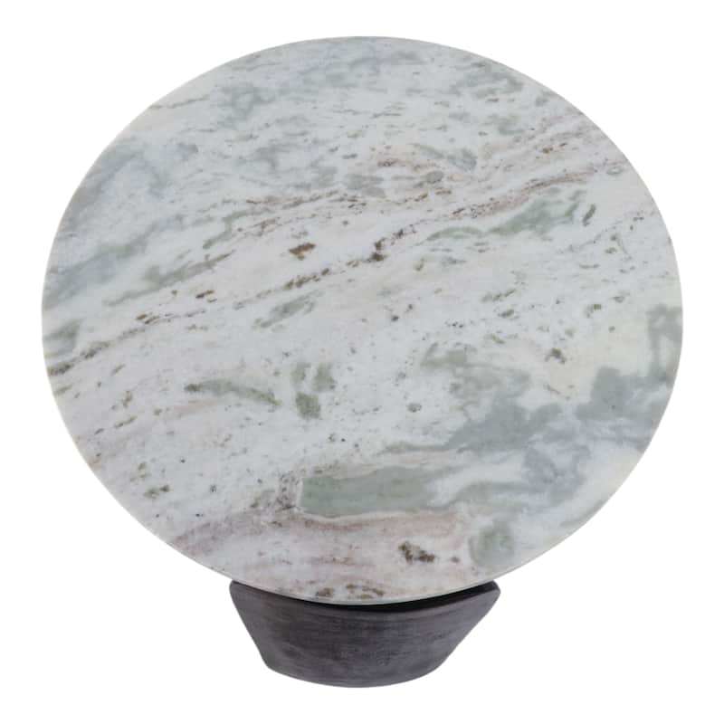 Round Marble Top Modern Accent Table with Aluminum Base - 20" Gray - 16.25" x 16.25" x 20"