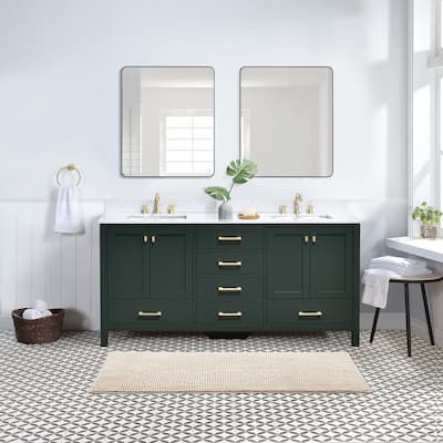 StarrySky 72 inch Undermount Double Sink Bathroom Vanity with Engineered Carrara Marble Top