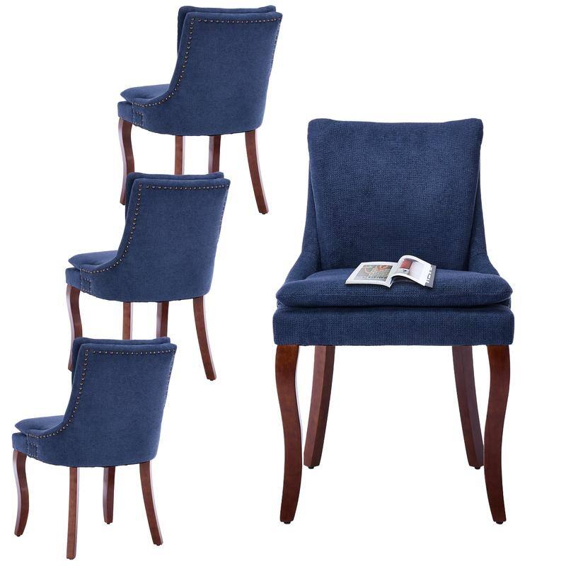 Modern Double-layer Cushioned Dining Chairs Set of 4