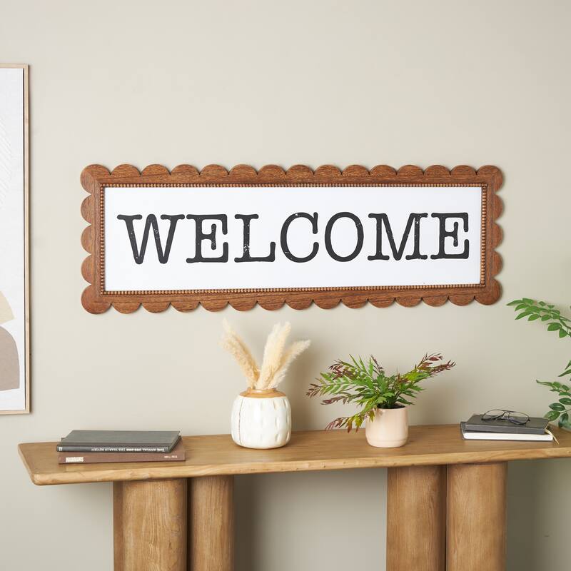 Brown Wood Handmade Welcome Home Decorative Sign with Black Lettering - Brown