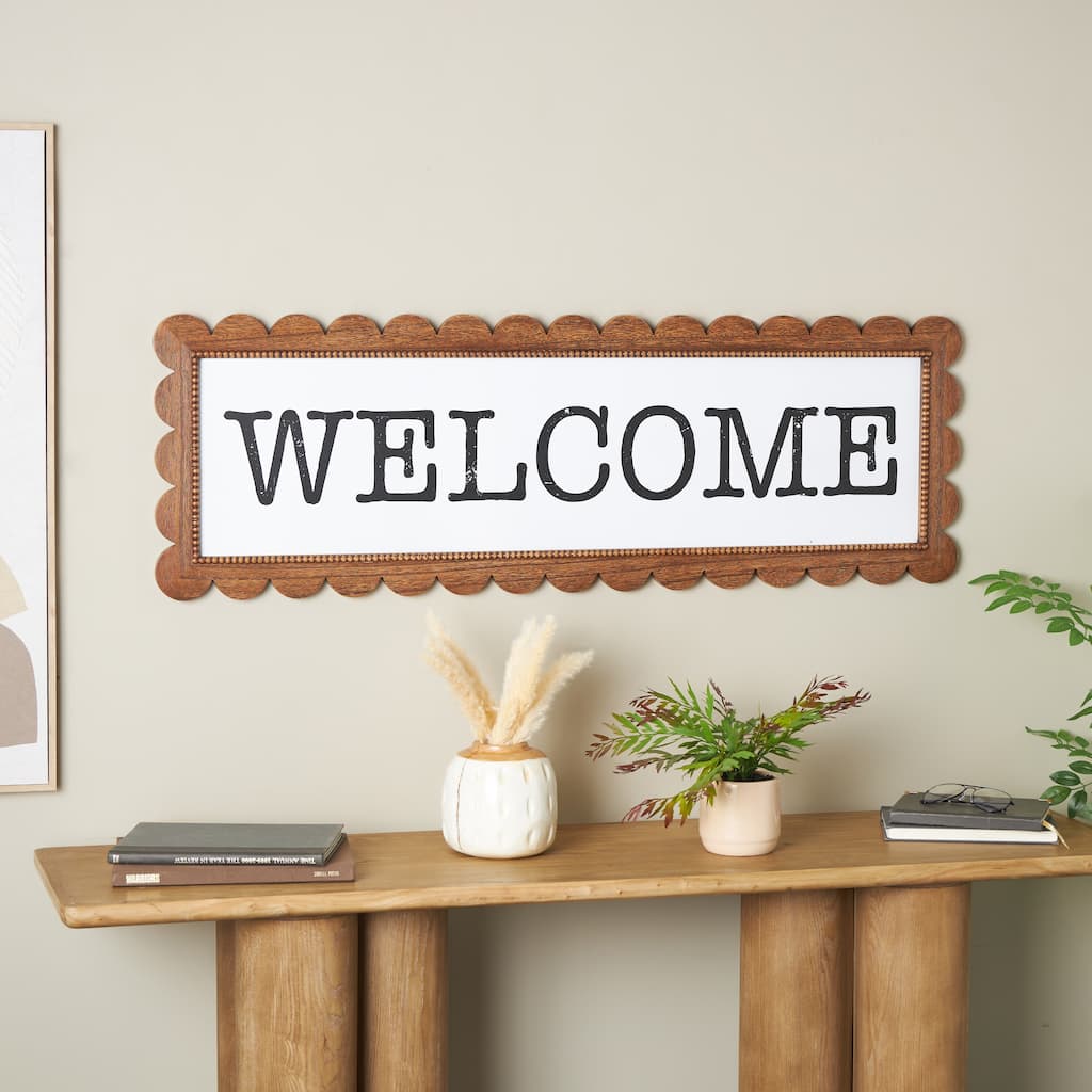 Brown Wood Handmade Welcome Home Decorative Sign with Black Lettering