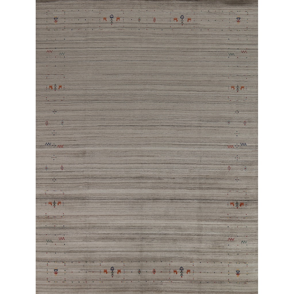 Hand Knotted Oriental 100% Wool Carpet Tribal Tribal Greys & Charcoal Gabbeh Area Rug - 10' 1'' X 8' 1''