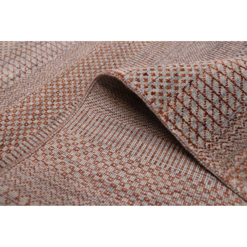 ECARPETGALLERY Hand-knotted Finest Silk Shadow Grey Wool Rug - 5'10 x 9'3