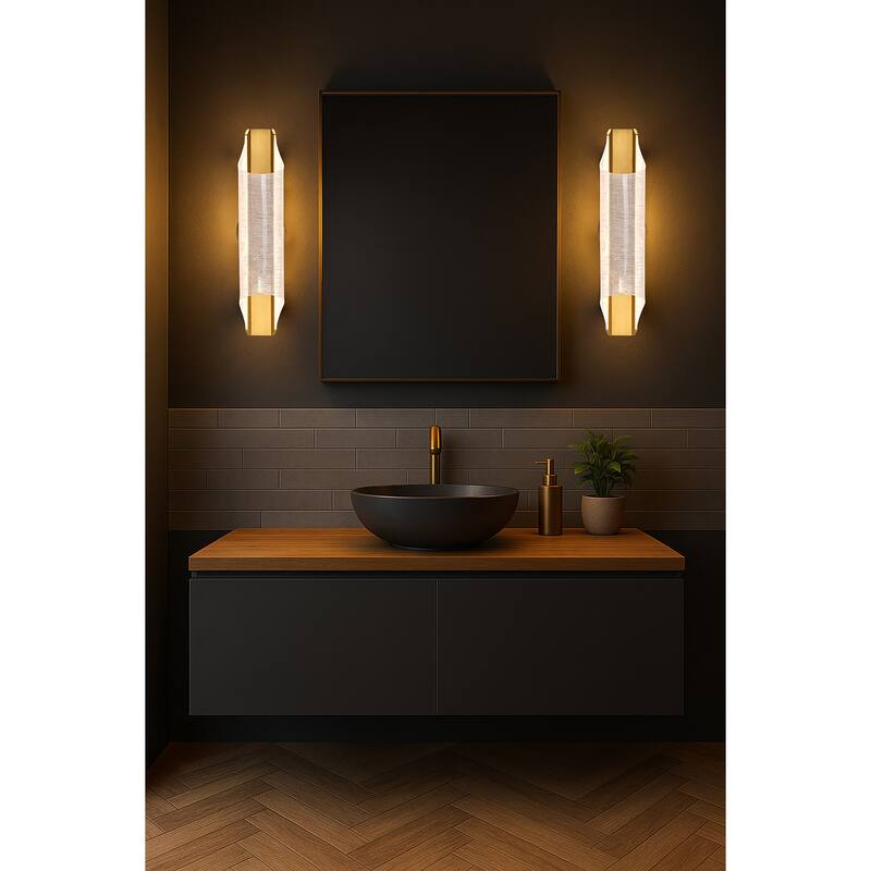 Idris LED 3 Light Wall Sconce Vintage Brass Finish Light Guide Panels - Vintage Brass