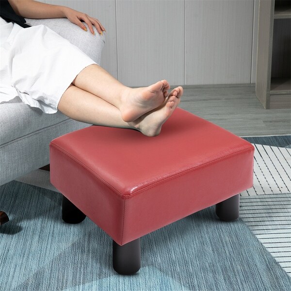 Ottoman Foot Rest,Small Foot Stool with Faux Leather Upholstery