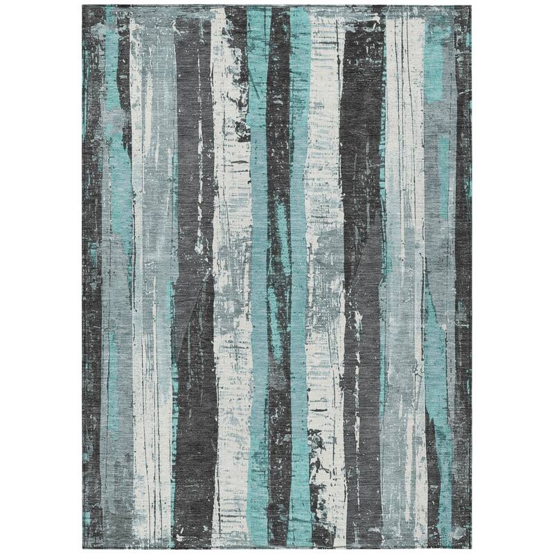 HomeRoots Striped Transitional Rectangle Outdoor Rug