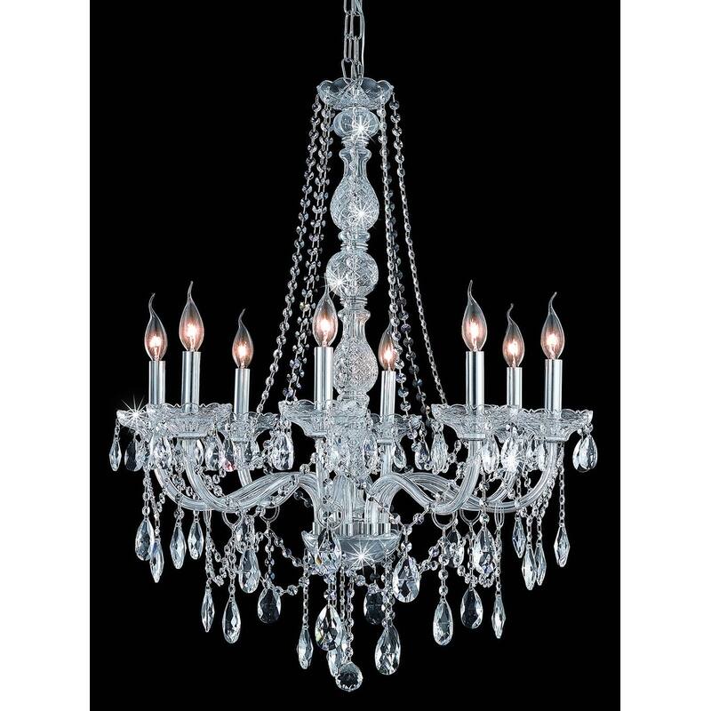 Fleur Illumination Collection Chandelier D:28in H:34in Lt:8 Chrome Finish - Chrome/royal cut crystals
