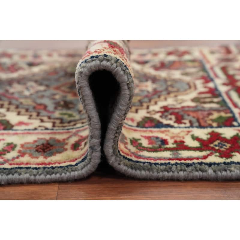 Hand Knotted Oriental 100% Wool Carpet Traditional Medallion Greys & Charcoal Heriz (serapi) Area Rug - 3' 0'' X 2' 0''