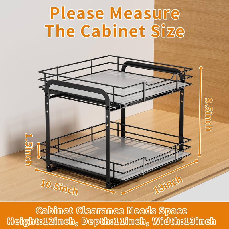 Pull out Spice Organization,2 Tier Slide out Spice Rack for Inside Cabinets & Pantry,Heavy Duty Height Adjustable Metal Racks