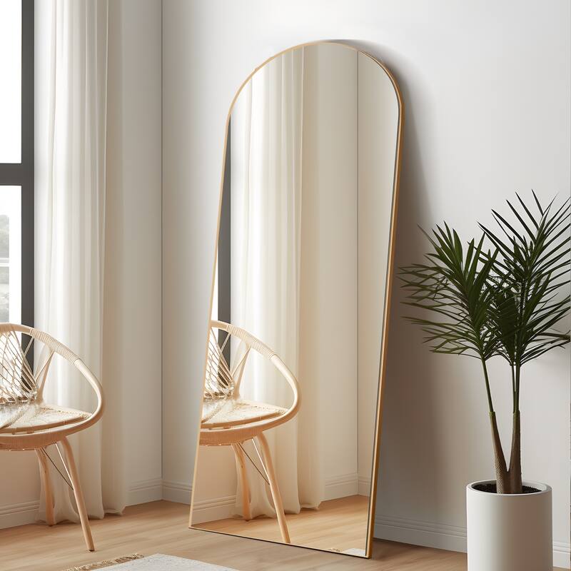Arched Full Length Mirror with Solid Wood Frame