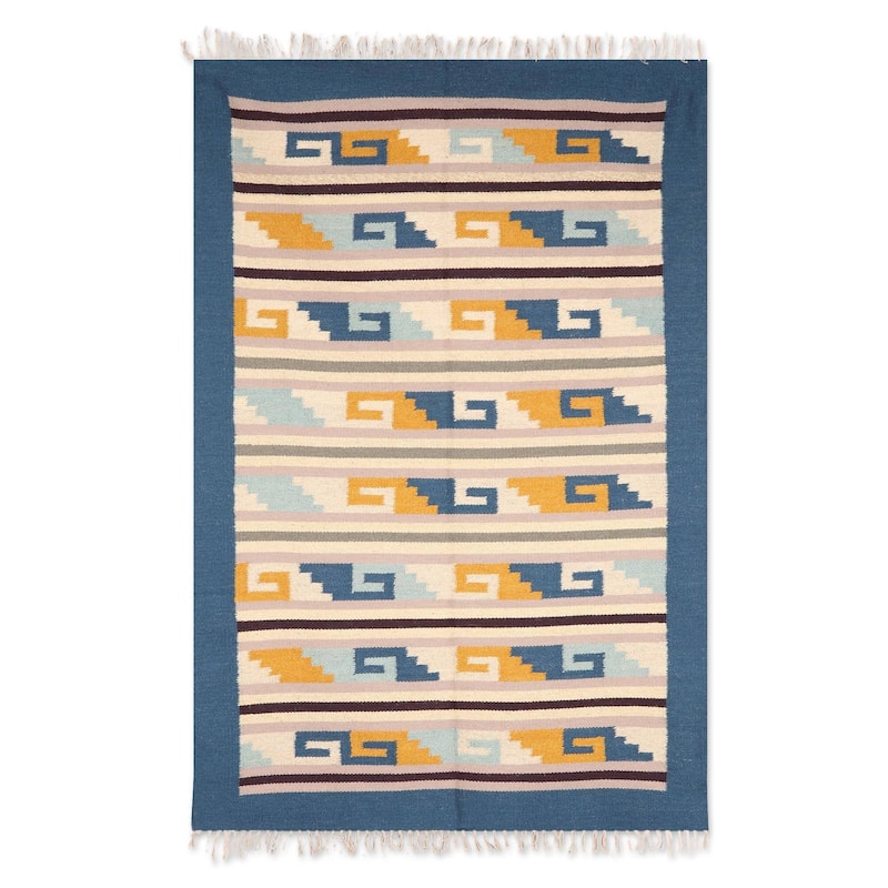 Handmade Spiral Brilliance Wool area rug (India) - Big