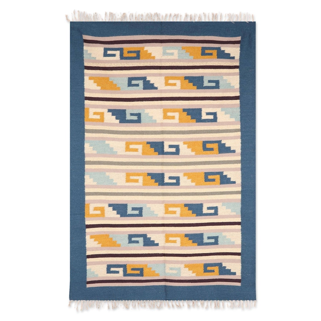 Handmade Spiral Brilliance Wool area rug (India) - Big