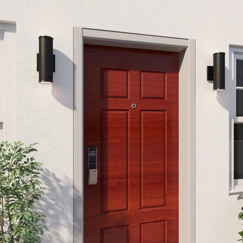 2 Pack Modern Black 1 Light Cylinder Wall Sconces