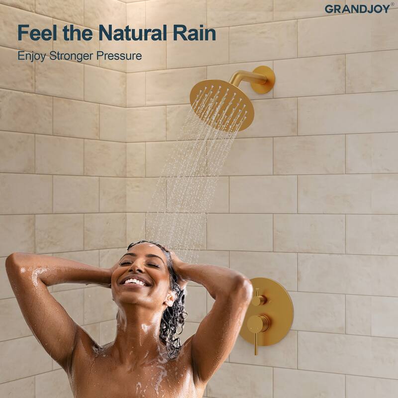 GRANDJOY Wall-Mount 2-Function Shower and Tub System with Pressure Balance Valve