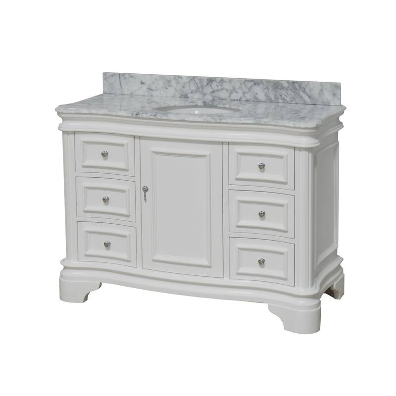 KitchenBathCollection Katherine 48" Bathroom Vanity with Carrara Marble Top