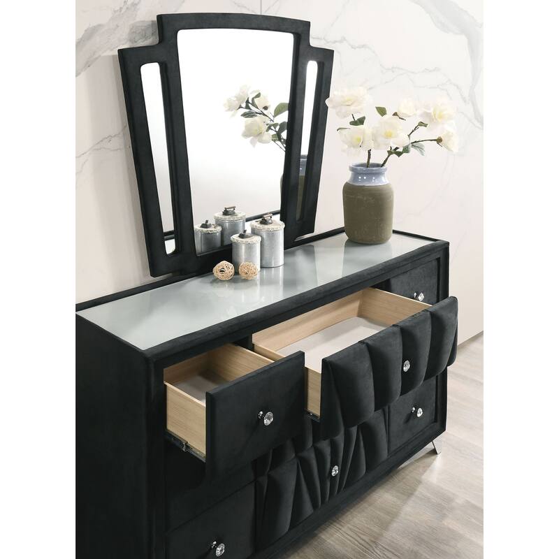 Ambrosia Modern Black 2-piece 9-Drawer Dresser and Mirror Set by Furniture of America
