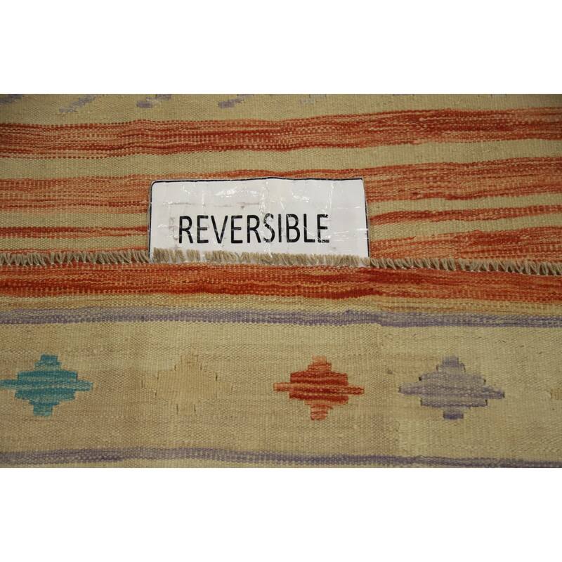 Hand Woven Oriental 100% Wool Carpet Southwestern Tribal Multi-Colored Kilim Area Rug - 8' 9'' X 5' 11''