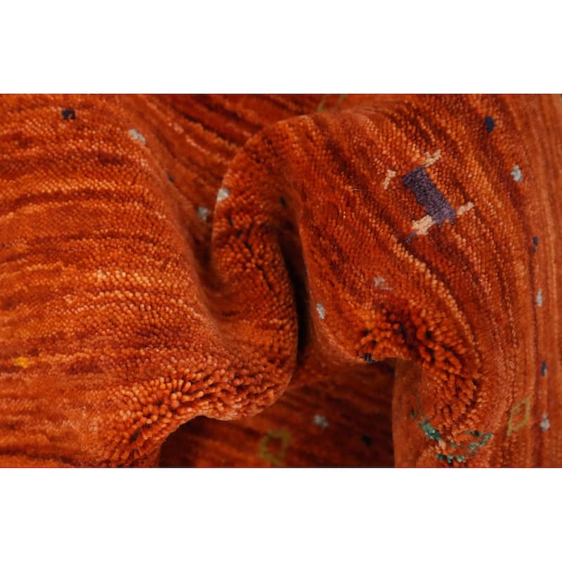 Hand Knotted Oriental 100% Wool Carpet Tribal Animal Pictorial Oranges & Rust Gabbeh Area Rug - 4' 0'' X 2' 2''