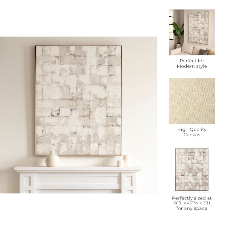 Canvas Wall Art Framed Handpainted Neutral Toned Palette - 2" Multi