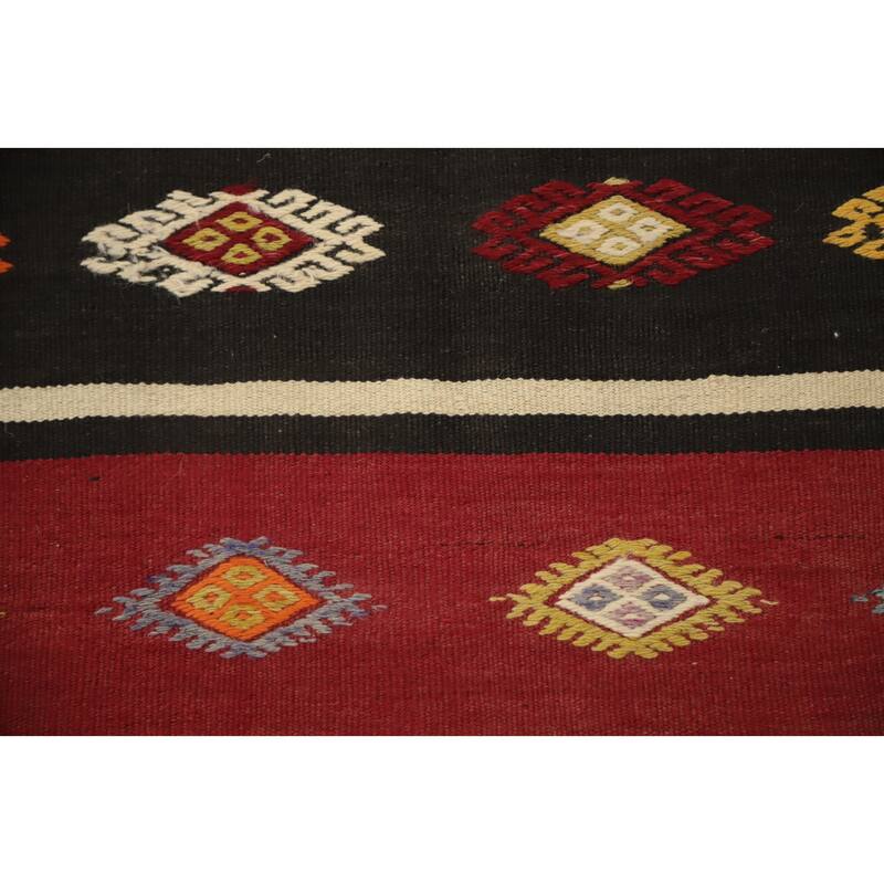 Hand Woven Oriental 100% Wool Carpet Southwestern Tribal Multi-Colored Kilim Area Rug - 9' 0'' X 5' 0''