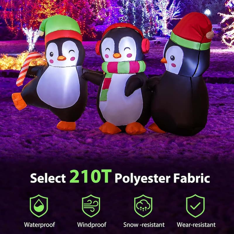 Christmas Inflatables LED Lighted Xmas Inflatable Penguin - Multicolor
