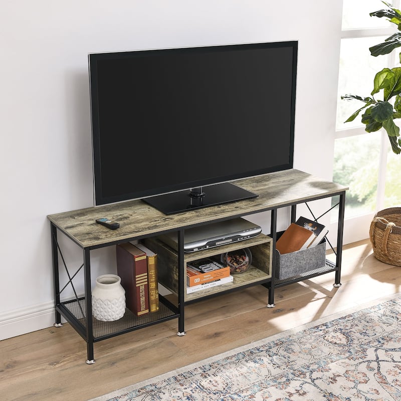 VECELO Large TV Console and TV Cabinet Industrial Entertainment Center for TVs up to 77, TV Stand