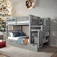 preview thumbnail 1 of 22, Simple Full Over Full Bunk Bed With Shelves And 6 Storage Drawers Grey